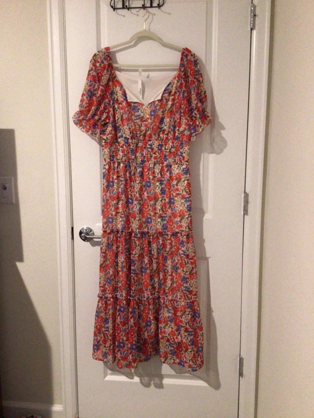 Collection Woman 1X Floral Midi Dress with Puff Sleeves
